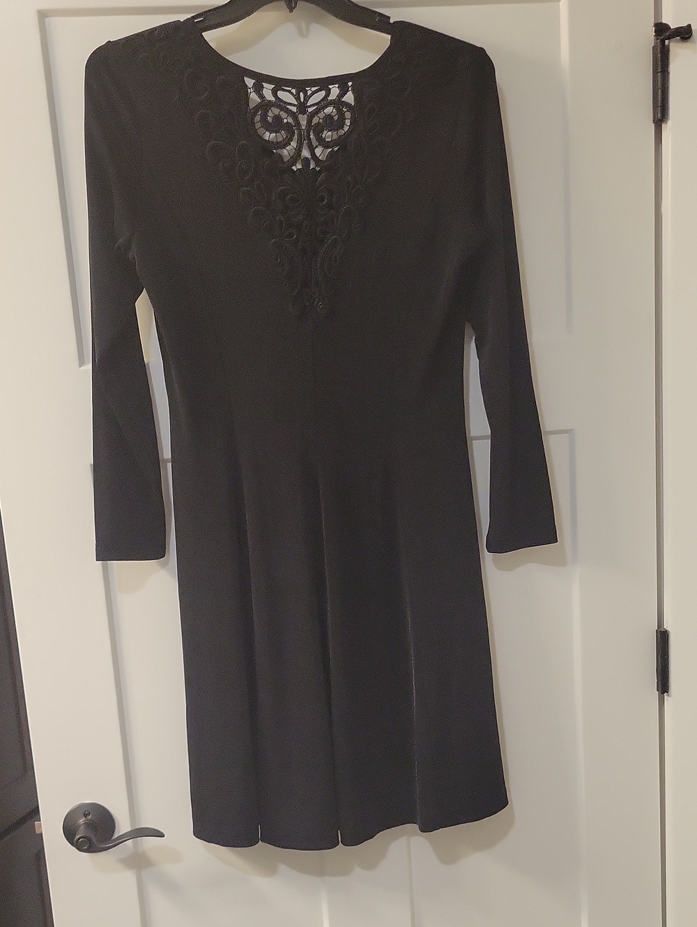 Together Black Long-Sleeve Dress with Lace Yoke Detail